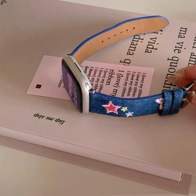 Cute Denim Apple Watch Band かわいいデニムApple Watch バンド　R01407