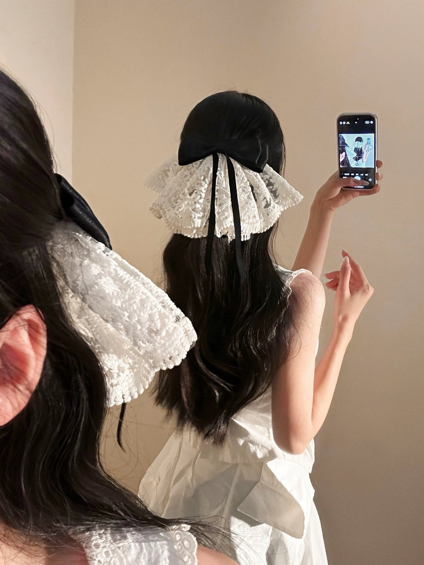 “French Lace Ribbon “ Hair Clip ”フレンチレースリボン”ヘアークリップ　R02137