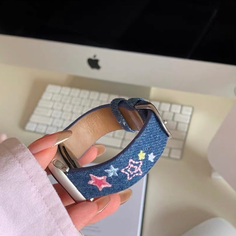 Cute Denim Apple Watch Band かわいいデニムApple Watch バンド　R01407